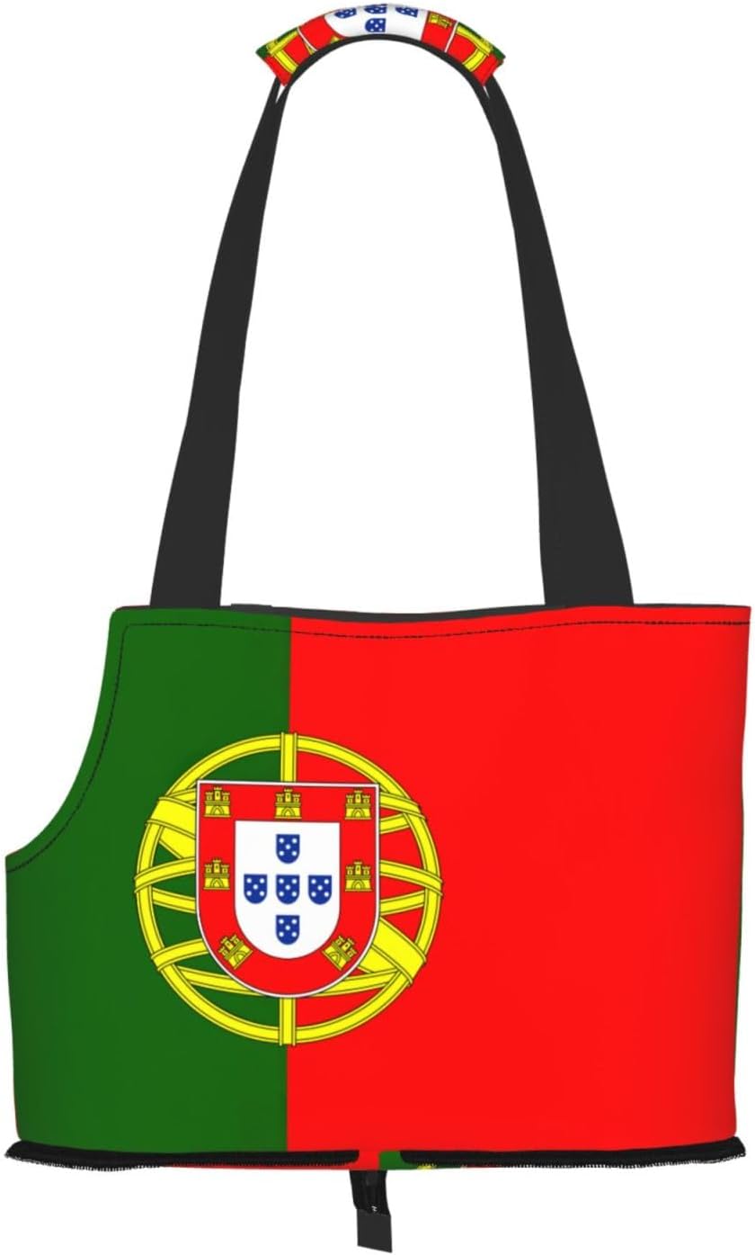 Portuguese Flag Print Portable Foldable Shoulder Bag for Travel,with Collar Hook and Handle Pad,Cute Stylish Design