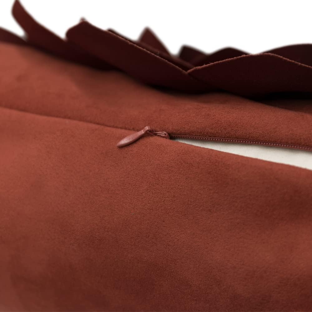 OiseauVoler 3D Flower Throw Pillow Covers Decorative Soft Pillowcases Cushion Covers Home Couch Bed Living Room Decor 18x18 Inch Rust Red