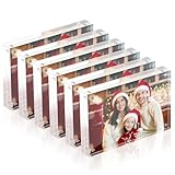 Fisnish 4x6 Acrylic Picture Frame Set of 6, 20mm Thick, Double-Sided Transparent Magnetic Frameless Photo Frame, Desktop Freestanding Display for Office or Home Decor