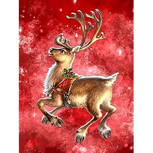 Sugamm 5D DIY Diamond Painting Eland Dier Volledige Diamant Schilderij Kerstmis Kit Strassteentjes, Borduurwerk foto’s…