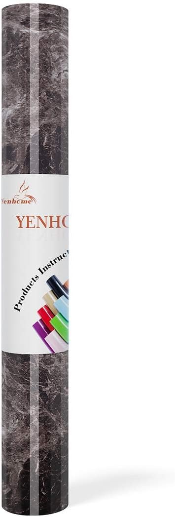 YENHOME 24 x 393 inch Sandstone Black Brown Marble Removable Wallpaper Stick and Peel Vinyl Film for Countertops Peel and Stick Wallpaper for Kitchen Bathroom Wall Decor Wall Covering