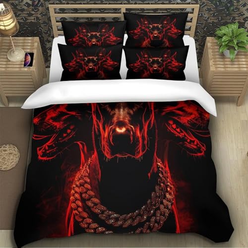 Housse de couette Dark Dog 3D microfibre 135x200cm pour lit single