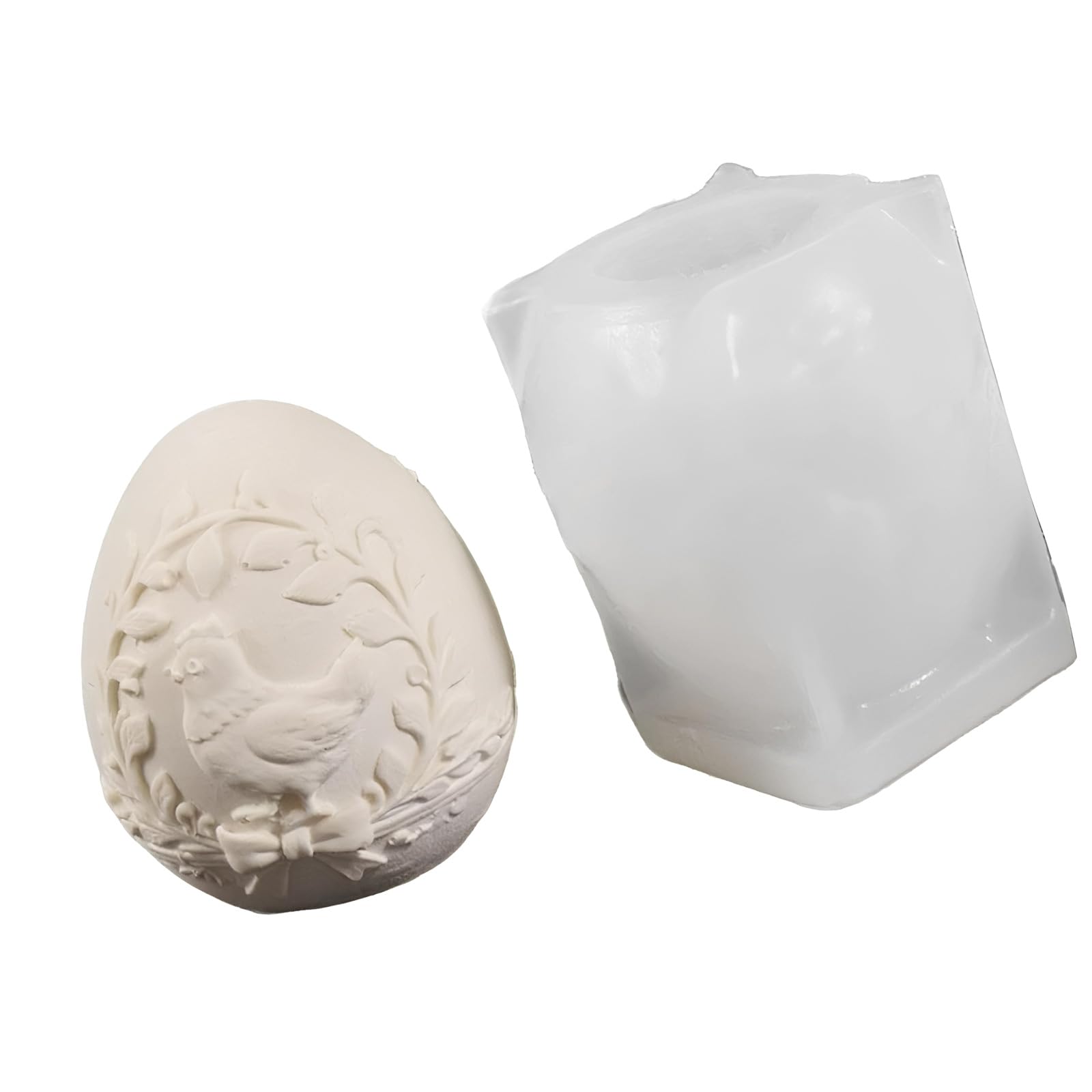 Buxuaaaa Embossed Hare Silicone Molds Easter Eggs Shape Silicone Food Safe Baking for Making Soap Chocolate Hare Mold