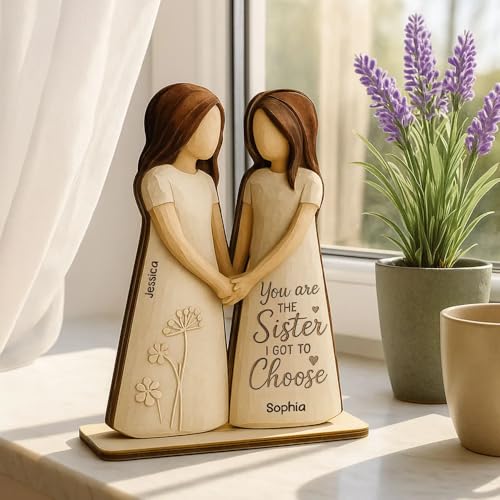 Personalized 3D Effect Wooden Plaque for Best Friends - Custom Name Sign for Unbreakable Friendship, Rustic BFF Gift for Birthdays and Holidays - Image 3