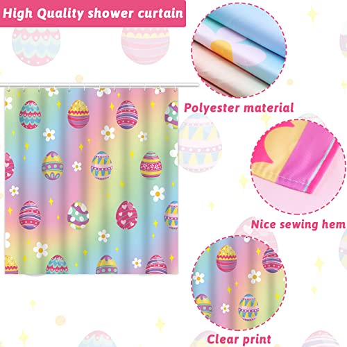 Gisgfim Easter Shower Curtain Set Easter Eggs Pastel Spring Colorful Shower Curtain For Easter Fabric Bathtubs Bathroom Curtain With 12 Hook,72X72 Inches #TOP2