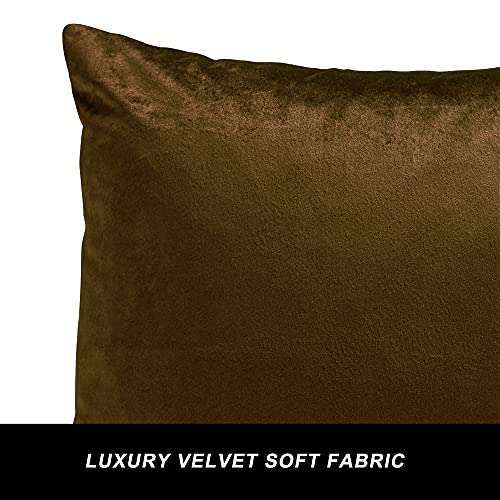Image of GIGIZAZA Decorative Throw Pillow Covers Set of 2,26 x 26 Chocolate Couch Pillow Covers,Velvet Square Cushion Covers