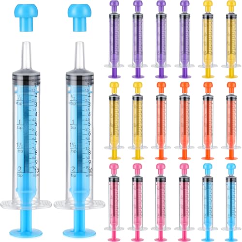 TrelaCo 20 Pack 10ml Oral Syringes with Cap Plastic No Needle, Multicolor