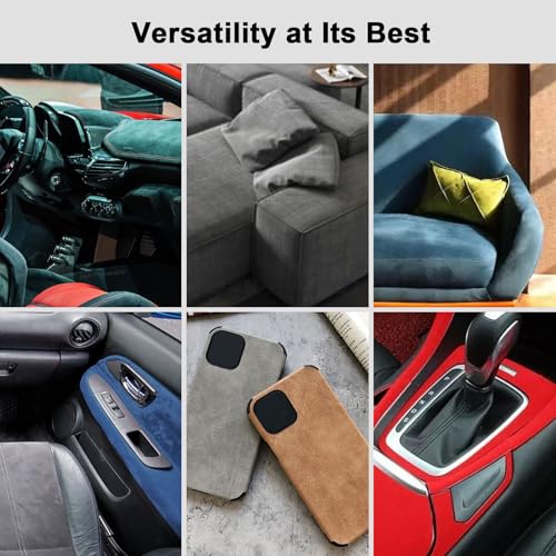 Image of Premium Dark Grey Suede Fabric Wrap - 17x70 inch Suede Wrap for Car Interior - Self-Adhesive Microfiber and Synthetic Leather, Stretchable Interior Film for Car and Home Decor