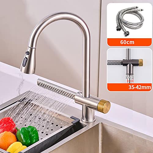 Robinet mitigeur de cuisine en acier inoxydable gris à effet cascade - 6