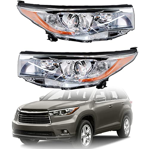 SEBLAFF Driver and Passenger Side Headlight Assembly Replacement for Highlander 2014 2015 2016 811500E250 811100E250