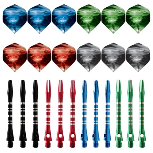 24 Pcs Darts Flights And Stems Dart Flights Dart Stems And Flights Dart Flights And Stems Metal Dart Stems Color Darts Flights And Stems Pack Increase Speed And Reduce Drag For Indoor Dart Games