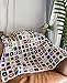 RISEON Handmade Granny Square Crochet Throw Blanket Sweater Style Mat, Crochet Quilt, Multicolor Boho Travel Accent Decor Throw for Sofa Comforter Couch Bed Recliner Living Room Bedroom 47