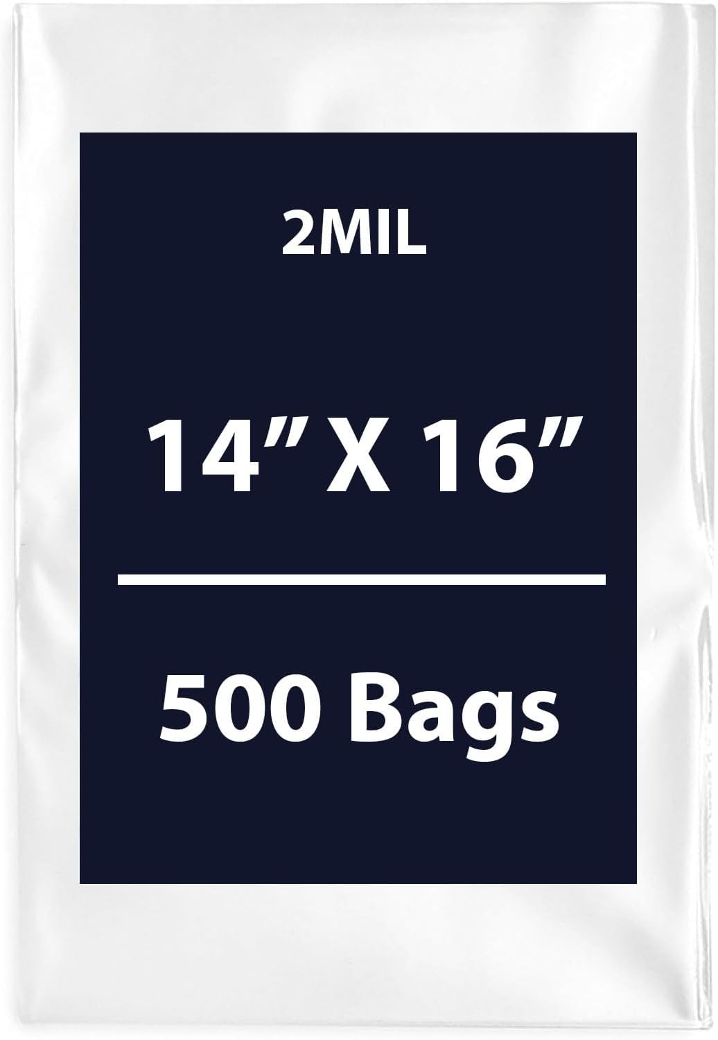 Clear Flat Poly Bag 2Mil, 14" X 16" & 1000 Bags | Low-Density Polyethylene (LDPE), Flat Open Top Plastic Packaging | Flexible and Durable Plastic Bags