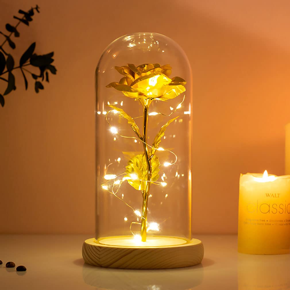 Amazon｜[デバリエ]光る花 枯れない花 金メッキ ローズ 造花 LEDライト