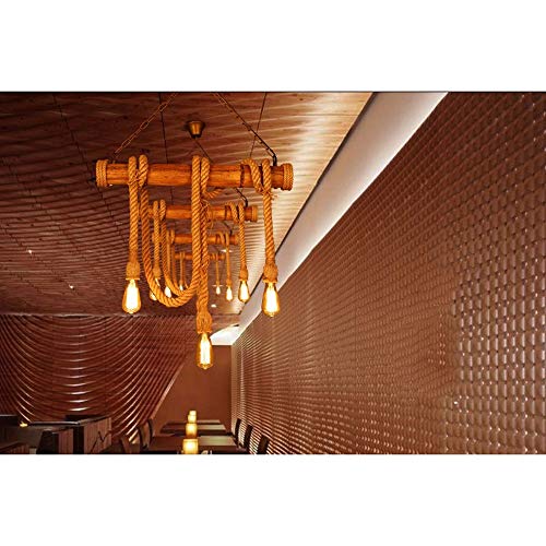 Lámpara de techo de cáñamo de 3 luces con base E27 estilo retro para comedor 5