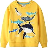 Akyzic Toddler Sweatshirts Boys Shark Clothes Crewneck Winter Long Sleeve Pullover Tops Sweater Baby Shark Shirt Yellow Sweater Kid 5t/8200