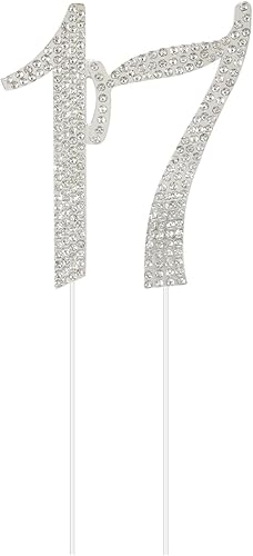 Miniatura 10 de Honbay Decoración para tarta de cumpleaños número 17 con diamantes de imitación brillantes y brillantes para decoración de pastel de cumpleaños 17 o