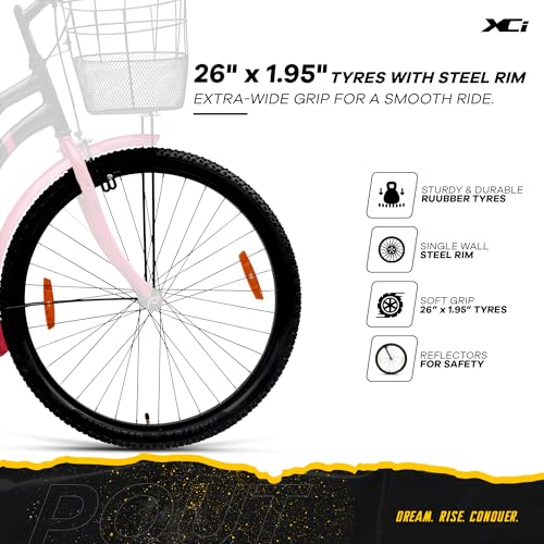 Image of XCi Pout 26T Women's Bicycle, 26-Inch Tyres, Single Speed, Non-Geared, Rigid Suspension, Calliper Brakes, Adult (12+ Years), 18 Inches Steel Frame, Pink Black