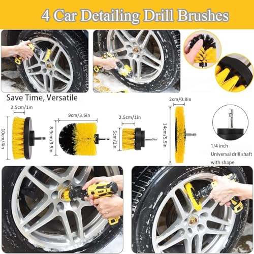 zycBernoi 35 Pcs Car Cleaning Wash Kit, Car Cleaning Supplies, Car Cleaning Accessories with Car Wax, Professional Car Detailing Brush, Auto Detailing Drill Brush Set, Perfect for Cars and Bikes - Image 3