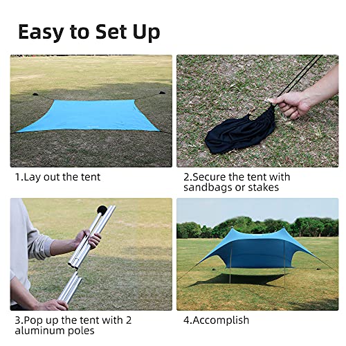 Image of AKASO Beach Tent, Portable Beach Canopy Sun Shelter UPF50+ for 6-8 People, for Beach, Camping Trips, Fishing, Backyard or Picnics (10x10 FT with 2 Poles)