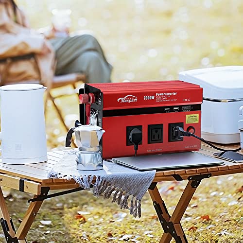 2000W Inverter 12V Car Power Inverters For Vehicles Truck With Usb Charging Port Car Cigarette Lighter,12V Dc To 110V Ac Inverter Converter With 3 Ac Outlets 2000 Watt Invertor Solar Battery Inverter #TOP5