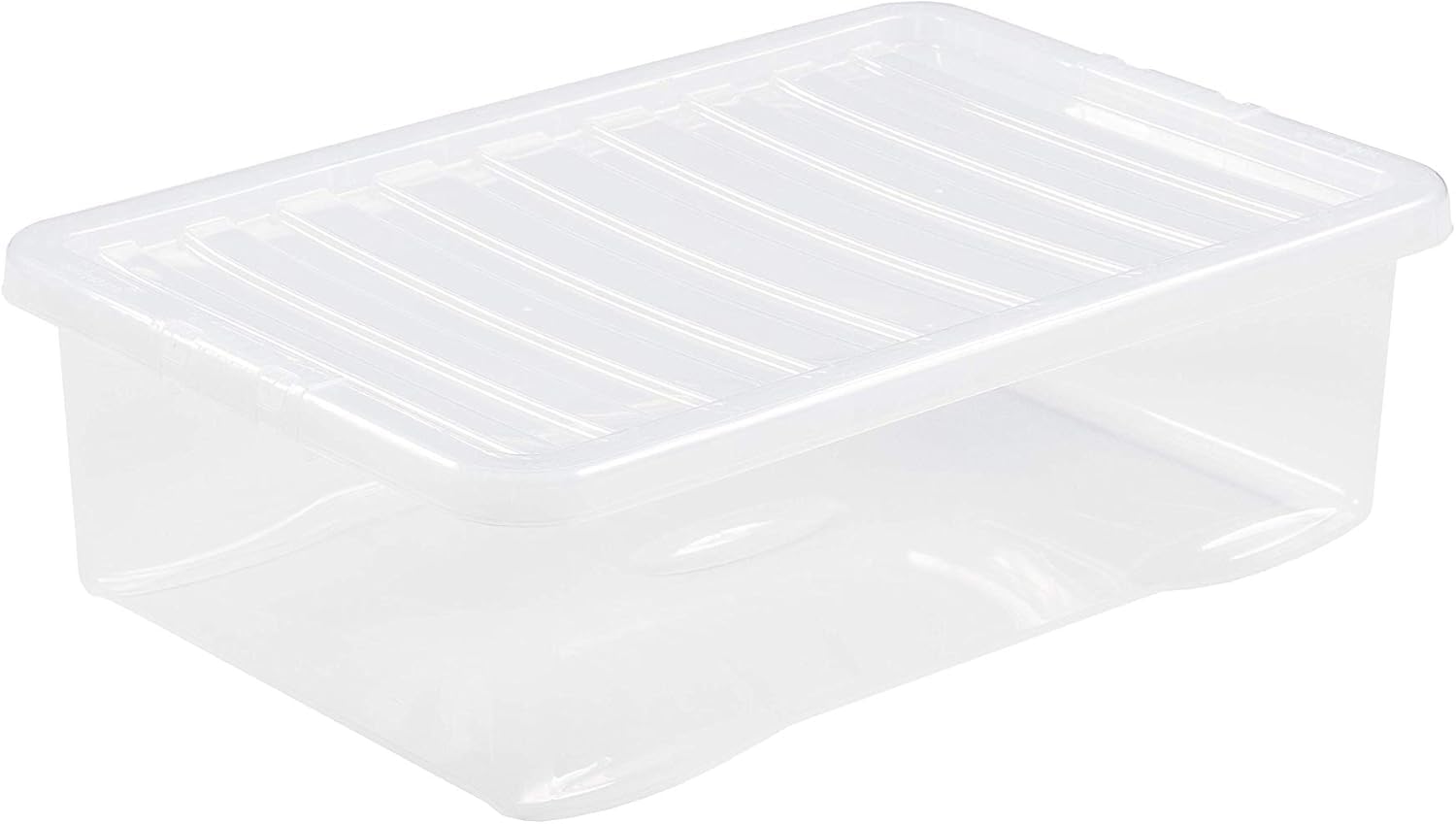 Wham Clear Plastic Storage Boxes With Lids Home Office Stackable Nestable Container Box, 32L Easy Fit Underbed Protective Storage Box, 60.00 X 40.00 X 18.00 Cm (Set Of 6)
