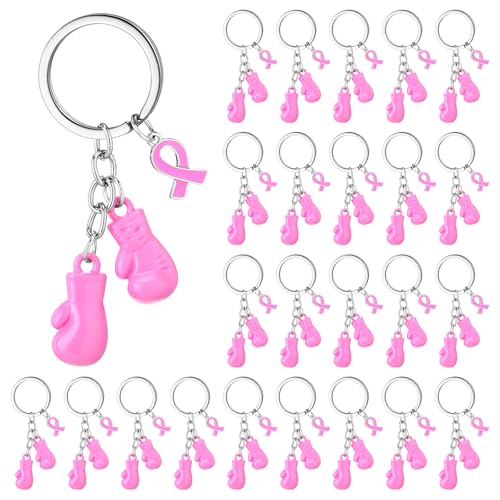 VercanMonth 25 Pcs Breast Cancer Awareness Keychain for Women Pink