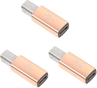 Vaguelly Wire Connectors 3pcs Male Convert Pianos Laptop USB Aluminium Square with Female B Metal Midi Compatible Type Adapter Type-c Alloy Golden for Printers Electric Interface C to Piano Usb Cable