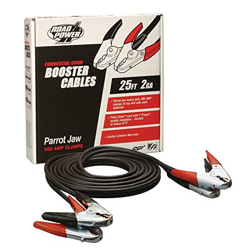 Southwire Road Power Commercial-Duty Booster Cable - Heavy Duty Design - Top & Side Post Compatible - Reliable Jump Start Tool - Tangle Free Automotive Jumper Cable - 4 Gauge - 25 Feet - Red