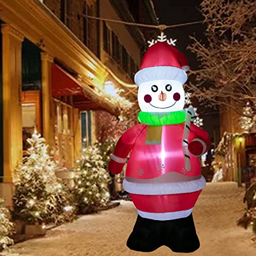 7Ft Christmas Inflatable Snowman Xmas Snowman Blow Up Yard Decor Christmas Outdoor Decorations, Built-in LED Lights, Stakes for The Yard, Lawn, Garden
