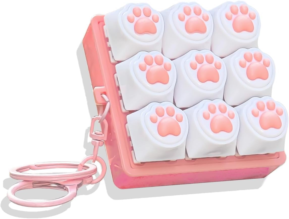 Silent Click Keyboard Keychain, Cat's Paw Style Fidget Toy for Adults, Portable Sound Fidget Keyboard Clicker, Ideal Gift for Office School Travel Daily Relaxation-image-47