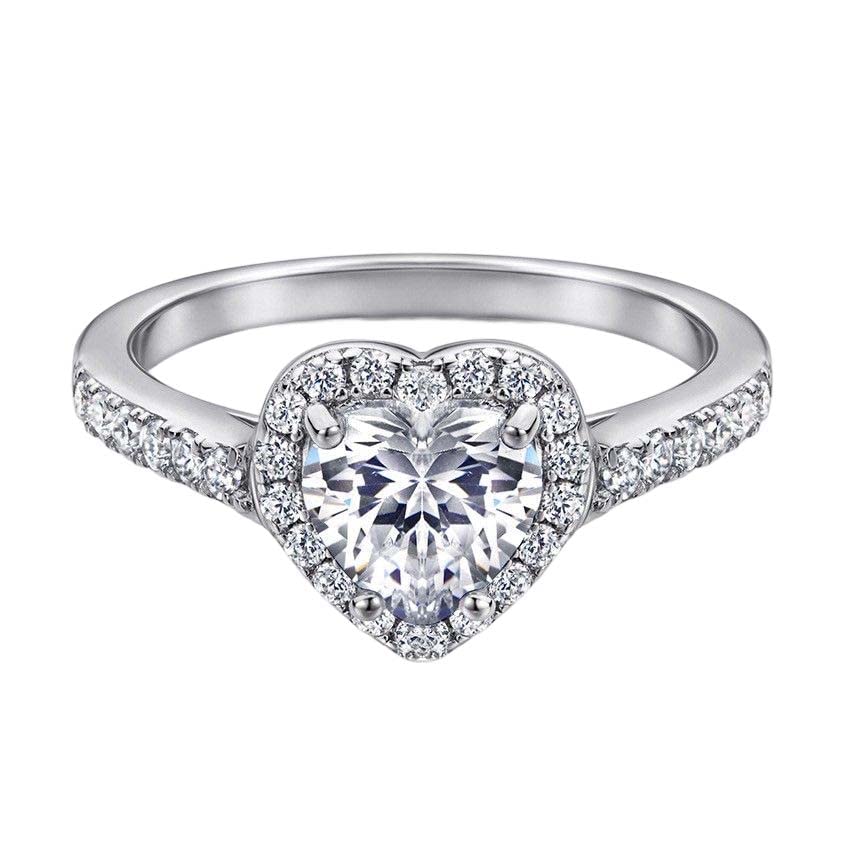 jin yu jia yuan S925 sterling silver ring popular in europe and america sterling silver zircon ring heart ring, 9, Sterling Silver, created zircon gemstone