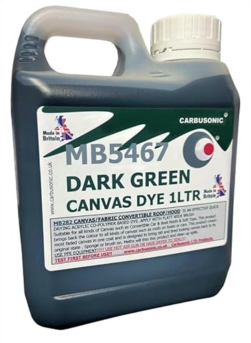 Carbusonic convertible roof dye Dark Green soft top hood canvas restorer, restores colour to fabrics. Change the colour of convertible roofs and soft tops. (500 ml)