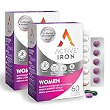 Active Iron Supplement 25mg + Delayed-Release Women’s Multivitamin, Clinically Proven to Increase Iron & Reduce Tiredness, Gentle & Non-Constipating, Highly Absorbed, 60 Capsules + 60 Tablets