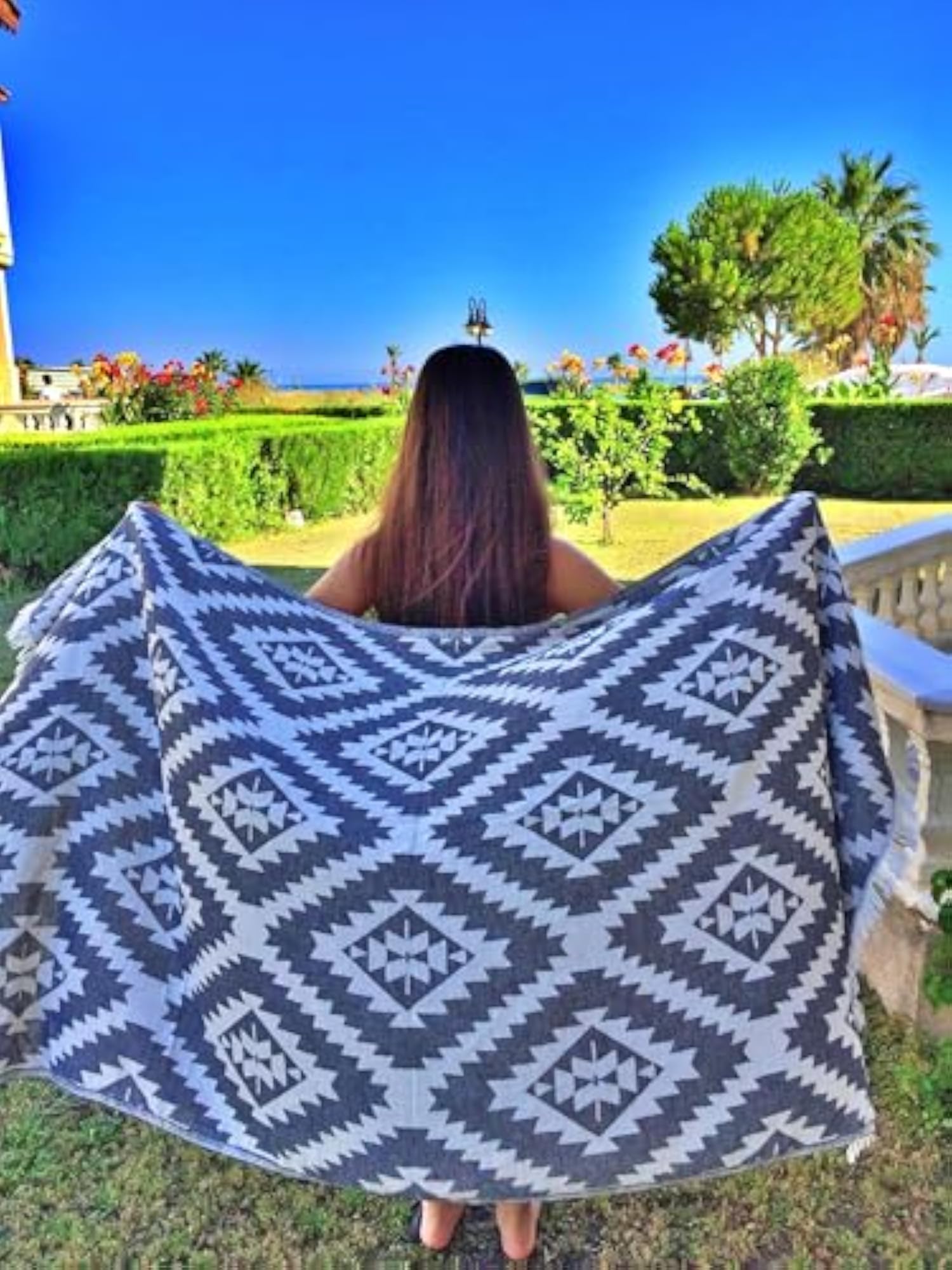 100% Cotton Dual-Layer Handloom Turkish Towel, Black