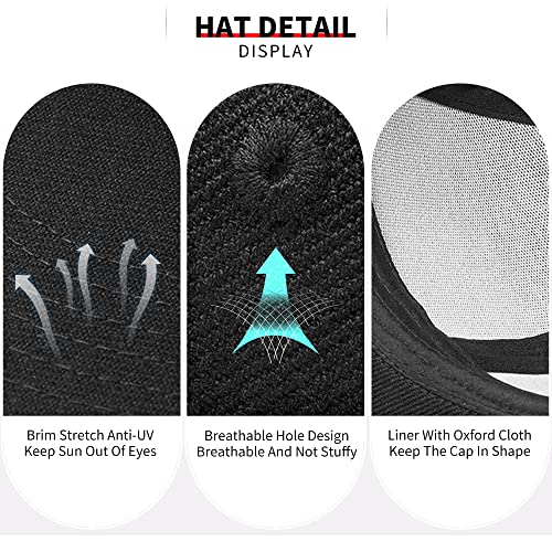 Image of Snapback Hats for Men Flat Bill Black Mens Baseball Cap Brim Snap Back Adjustable