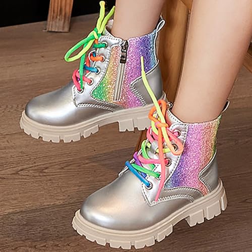 IWIHMIV Girls Riding Boots Girls Ankle Boots Girls Booties Girls Leather Lace-Up Winter Fashion Riding Boots Girls Dress Boots4