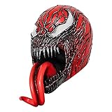 Deluxe Creepy Red Venom Mask Latex Helmet Halloween Costume Party Accessories (RED)