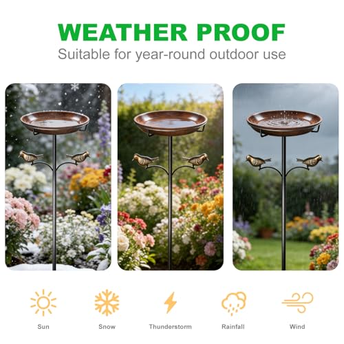 Edrifyah 2026 Upgraded Bird Bath with Copper Disk,35In Vintage Metal Bird Bath & Bird Feeder,Removable Dia 12In Bird Bath for Outside,5-Pronged Base,Patio Lawn Garden Decor(Antique Bronze) by Edrifyah - Used condition - Image 8