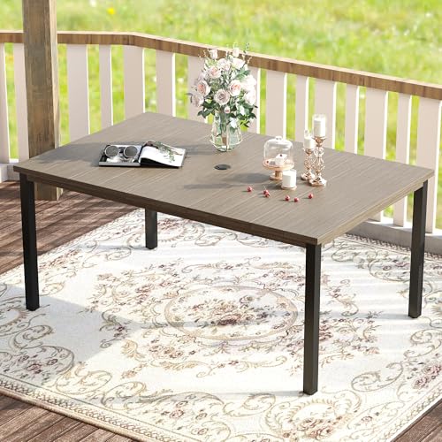 Image of VICLLAX Patio Dining Set for 6-63 inch Rectangle Table & Cushioned Seats