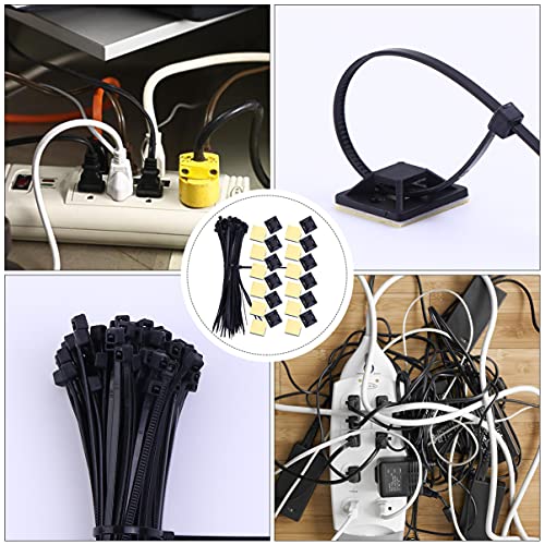 TEHAUX 100Pcs Montamentos Zip Tie Multi- Function Tie Tie Auto Adesivo Titular de Gravata Profission