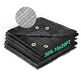 Kesfitt Garden 50% Shade Cloth, Resistant Sun Shade Net 10x20FT Mesh Tarp with HDPE Material and Reinforced Grommets Shade Trap for Greenhouse, Plant, Pergola, Backyard Patio Sunshade