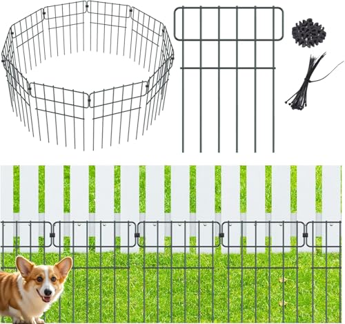 SZMDLX Gartenzaun 10 Stücke Metall Steckzaun,Dekoration Gitterzaun für Garten Total 330CM(L) x 43CM(H), Dekorative Zaun Hundezaun Tierbarriere, für Kaninchen, Hund, Hof SZMDLX Gartenzaun 10 Stücke Metall Steckzaun,Dekoration Gitterzaun für Garten Total 330CM(L) x 43CM(H), Dekorative Zaun Hundezaun Tierbarriere, für Kaninchen, Hund, Hof
