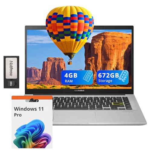 ASUS Vivobook 14" FHD Laptop, Intel i3-1005G1, 4GB RAM, 672GB Storage (512GB SSD+160GB Docking Station Set), Chiclet Keyboard, Intel HD Graphics 610, Webcam, Wi-Fi 5, Windows 11 Pro, White
