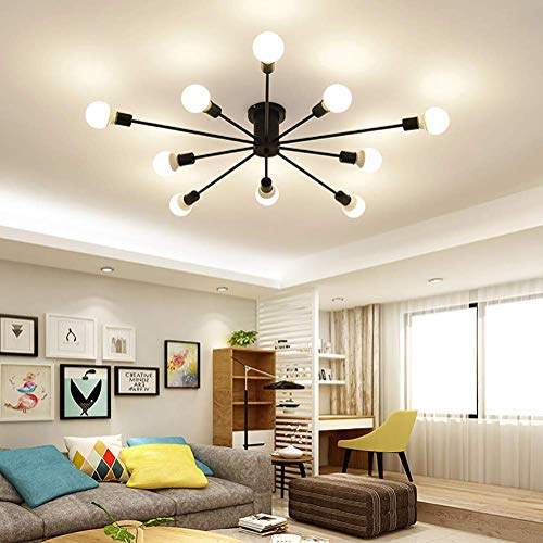 Lustre araignée noir mat rustique en métal de 30.7 pouces