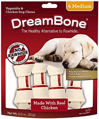 DreamBone Medium and Large Chews, Treat Your Dog to a Chew Made With Real Meat and Vegetables 4 Count (Pack of 1)