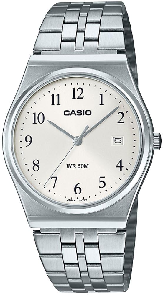 Casio MTP-B145D-7BV Men's Vintage Stainless Steel Easy Reader White Dial 3-Hand Analog Watch