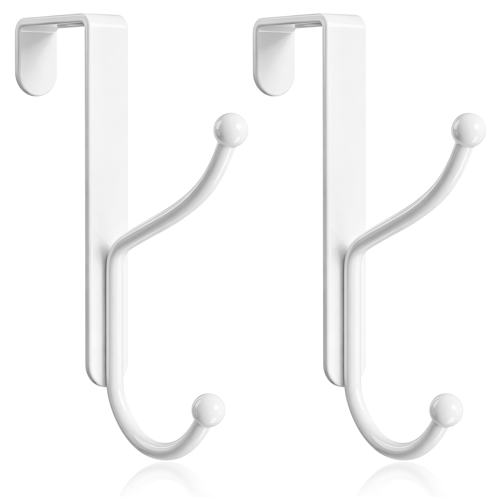niffgaff Over Door Hook 2-Pack, Heavy Duty Door Hanger, Fits Interior Doors 1.4 Inches Thick, Organize Coats, Hats, Towels, and Bags for Entryways, Bathrooms, Bedrooms, and Kitchens, White — image 1