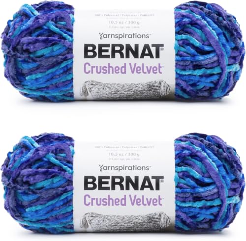 Image of Bernat Crushed Velvet Blue Brilliance Yarn of 300g /10.5oz - Polyester - 5 Bulky - 315 Yards - Knitting /Crochet (Pack of 24)