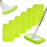 6 Pack Reusable Microfiber Mop Pads Compatible with Sweeper Mops, Replacement Mopping Pads Dry Sweeping Cloths, Washable Chenille Flat Mops Refills for Mopping Floor Cleaning (Mop is not Included)